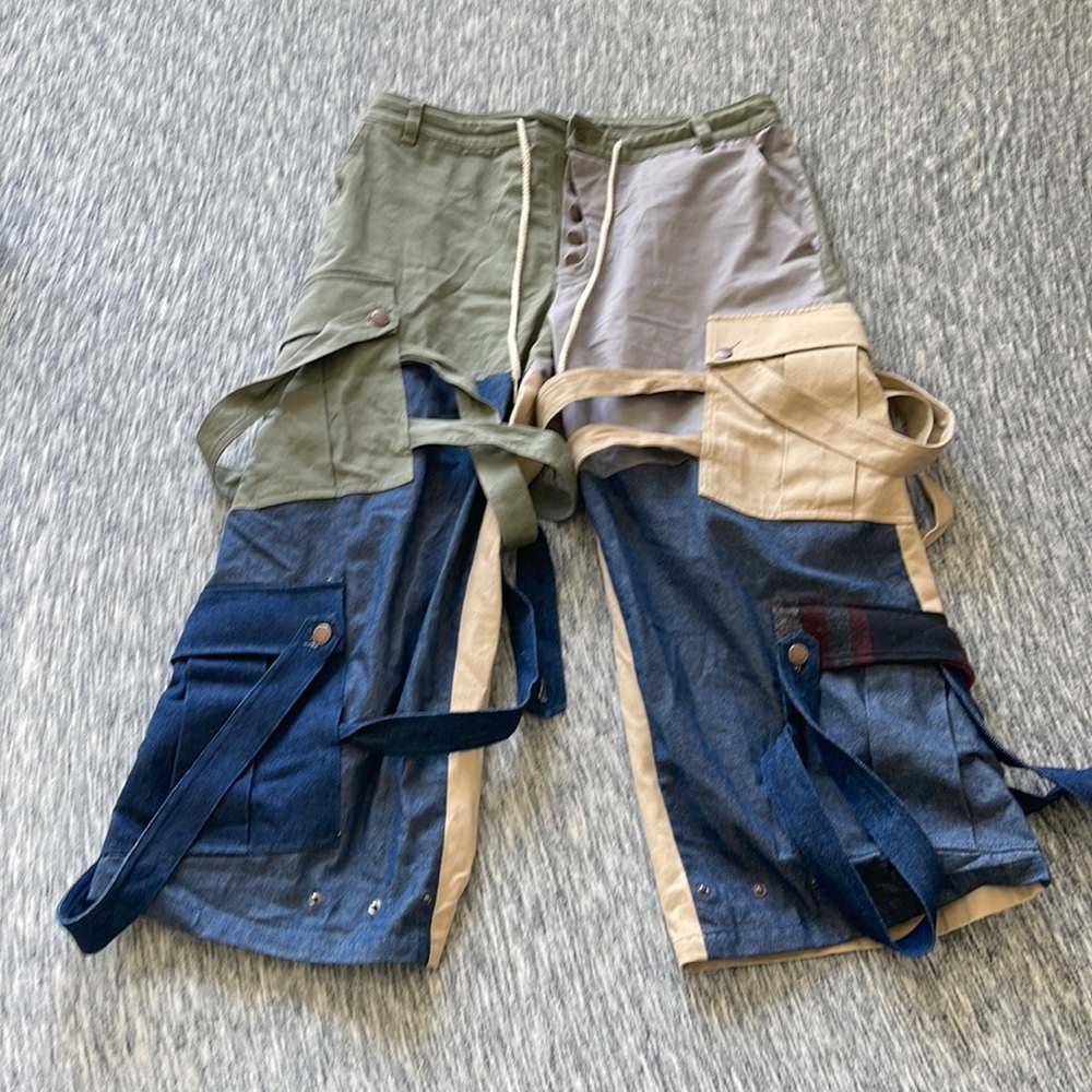 FrIed Rice NYC cargo, panel, strap pants.